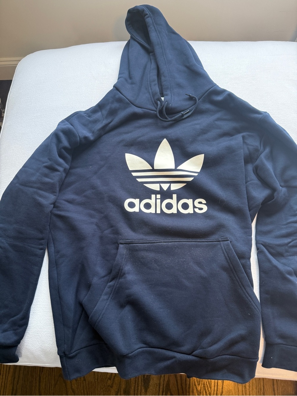 adidas Navy Hoodie with White Trefoil Logo